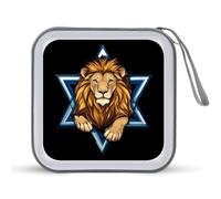 Porta CD con leone ebraico israeliano, portatile, capacità 40 DVD, organizer per viaggi in auto