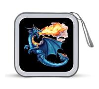 Porta CD portatile con drago che sputa il fuoco, capacità 40, organizer per DVD, portafoglio per auto, viaggi