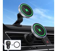 Porta Cellulare Auto Mag-safe, Caricabatterie Ricarica Wireless Magnetico Supporto per Smartphone, Air Vent/Dashboard Magnetic Caricatore Kit con Accendisigari Auto