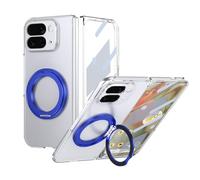 Porta cellulare Filp Case For Google Pixel 10 Pro Fold 2025 Case with Screen Protector, 360°Rotatable Ring Kickstand, Military Grade Shockproof Translucent Protective Case, Crystal Clear(Mavi)
