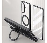 Porta cellulare Filp Case Stand Case Compatible with Samsung Galaxy Z Fold 7 2025 Case Clear with Kickstand,Clear Protective Cover with Adjustable Stand & Ring Holder,Anti-Yellowing Design(Siyah)