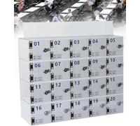 Porta cellulare in acrilico trasparente con 20 scomparti e chiavi, ideale per uffici, casa e spazi commerciali.