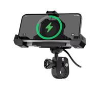 Porta Cellulare Moto Supporto per cellulare con ammortizzatore per esterni per motocicletta, supporto fisso a triangolo, supporto per navigazione con ricarica wireless Supporto Telefono(Charging- Powe
