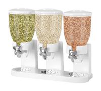 Porta cereali - Dispenser di alimenti triplici, conservanti alimentari compatti, dispenser di cereali innovativo da 2 litri con meccanismo di alimentazione a gravità, vassoio dispenser per cereali