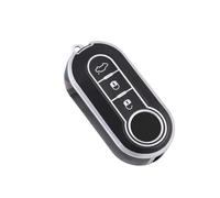 Porta-chiave 3 Pulsanti TPU Car Flip Key Case Cover Auto Shell Fob Portachiavi Accessori Per Fiat Per Ducato 500 500L Per Panda Per Grande Per Punto Per Lancia Guscio per chiave(Svart)