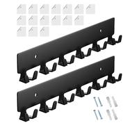 Porta chiave - Ganchi chiave da parete | Rack organizer con 12 ganci | Gancio per montaggio a parete | 2x organizer per archiviazione in metallo adesivo con hardware di montaggio per ent