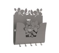 Porta chiavi e porta lettere floreale Fior di loto in metallo, 28X5PX24H, colore Fango fango