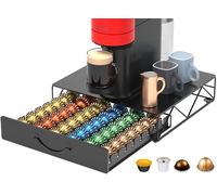 Porta cialde caffè in metallo per 48 capsule Nespresso Vertuo e 48 cialde Dolce Gusto, HFHOME Cassetto porta capsule Nespresso Vertuoline Supporto per macchina da caffè