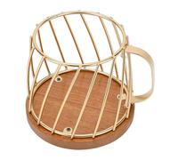 Porta cialde di caffè, organizer per cialde di caffè in metallo di grande capacità Cestino per capsule di caffè espresso con base in legno per 35 capsule di caffè (Oro)