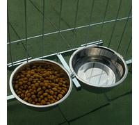 Porta Ciotole per Box Cani Regolabile in Acciaio Inox Diametro Ciotole 24 cm