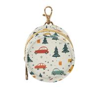 Porta ciuccio con alberi di Natale e auto, semplice bohémien, con cerniera e clip portachiavi, custodia per riporre tutto
