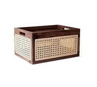 Porta Collane Chiuso Cestino In Rattan Noce, Libri, Snack, Cosmetici, Posate, Organizer Intrecciato, Desktop In Legno Massello, Scatola Portaoggetti Vintage(38*28*20cm) Porta Gioelli Scatola Collana