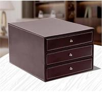 Porta Collane Chiuso Organizer Contenitore Per Documenti Marrone Hot 213A Armadietto Da Scrivania In Pelle Scatola Portaoggetti A 3 Strati E 3 Cassetti Porta Gioelli Scatola Collana(Type-B)