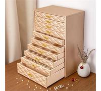 Porta Collane Chiuso Scatola Immagazzinaggio Gioielli Cassetto A Dieci Strati In Pelle PU Con Perle A Maglia Diamanti Custodia Grande Capacità Per Anelli Porta Gioelli Scatola Collana(Type-B)