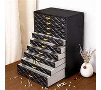 Porta Collane Chiuso Scatola Immagazzinaggio Gioielli Cassetto A Dieci Strati In Pelle PU Con Perle A Maglia Diamanti Custodia Grande Capacità Per Anelli Porta Gioelli Scatola Collana(Type-A)