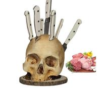 Porta coltelli con teschio - Porta coltelli a forma di testa horror | Blocco coltelli con teschio horror per riporre LA -CINA | Gadget da cucina e decorazioni per la casa gotici