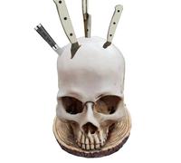 Porta coltelli da cucina a forma di teschio portacoltelli a testa di morte, blocco di coltelli spaventosi di Halloween, supporto da cucina a forma di orrore, blocco di coltelli da gotico per dadi