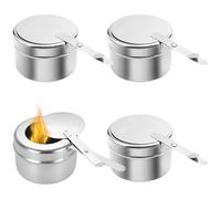 Porta combustibile per scaldavivande in acciaio inox da 4 pezzi con coperchio staccabile e maniglia portatile, bruciatore antivento per buffet, campeggio, picnic, catering all'aperto