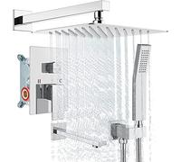 Porta con pioggia ad alta pressione Gesta portatile Combo con doccia con braccio di estensione regolabile, set di rubinetti per la doccia a parete per bagno, casa, hotel, piscine LWX