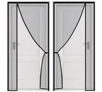 Porta con zanzariera magnetica, 100x215cm Tenda a rete autoadesiva, chiusura automatica, senza perforazione, per porte del patio dei corridoi Nero