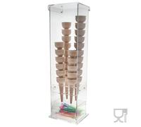 Porta coni gelato in plexiglass trasparente con vaschetta porta cucchiaini a 4 fori. - Dimensioni 16x13xh61 cm 3 Lati chiusi il davanti aperto colore trasparente trasparente