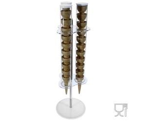 Porta coni girevole in plexiglas di forma esagonale a 3 file - Fori diametro 60 mm. - Misure: ø 23 x h82 cm colore trasparente trasparente