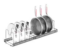 Porta Coperchi Pentole, Organizer Padelle con 10 Scomparti Regolabili, Porta Padelle Salvaspazio, Portacoperchi Allungabile, Contenitore da Cucina per padelle, coperchi e Piatti