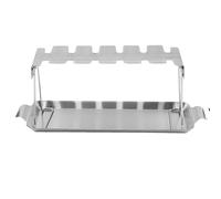 Porta Cosce Pollo - 39,5 cm Griglia | Griglie BBQ Acciaio - 2 Scomparti Porta Cosce Pollo Pieghevoli con Vassolo Raccolta, Supporto Robusto Forno Lavastoviglie per Affumicatori Griglie BBQ Campeggio C