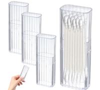 Porta cotton fioc, dispenser per filo interdentale in plastica trasparente da 4 pezzi con coperchio, custodia da viaggio portatile per cotton fioc, contenitori da viaggio 0, 8 x 1, 3 x 4, 1 per elas.