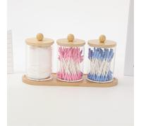 Porta Cotton Fioc, Dispenser, Piccolo Contenitore Multifunzionale con Vassoio,