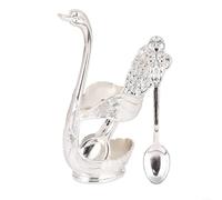 Porta cucchiaio decorativo a forma di cigno con 6 cucchiai per un tocco di eleganza a casa (C)