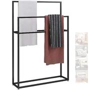 Porta da bagno in metallo da bagno in metallo a portata di asciugamano per asciugamano per il bagno e asciugamano elegante Nizer (nero 75x20x110cm) KeYJ