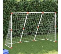 Porta da calcio 2 in 1 per bambini, 184 x 64 x 124 cm, per interni ed esterni, bianca, utilizzabile come porta singola o due porte più piccole, con palla gonfiabile e pompa, facile da montare