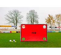 Porta da Calcio 3 m x 2 m in Acciaio - Alta Resistenza! può Essere installato Tutto L'Anno sul Vostro Campo! Perfetto da Usare nel Vostro Giardino! (con Muro di tiro Rosso)