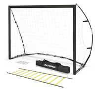 Porta da Calcio Grande Portatile, 365x182cm Porte Calcio per Giardino, Include Borsa, Scala di Agilità, Asta in Fibra di Vetro, Rete da Calcios Portatile per Allenamento Giovanile