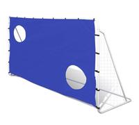 Porta da calcio in acciaio, 240 x 92 x 150 cm, con rete in poliestere resistente alle intemperie e parete, con gancio a pavimento per un fissaggio sicuro all'aperto, robusta e resistente alla
