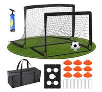 Porta da Calcio per Bambini con Rete - Attrezzatura da allenamento 120 x 90 cm | 2 da calcio in giardino con un pallone, un bersaglio e coni | per gioco all'aperto e al chiuso, giochi, campo, cortile