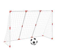 Porta da calcio per bambini, set 2 in 1, bianco, 184 x 64 x 124 cm, con 2 palloni, pompa e picchetti, set per il giardino e il tempo libero