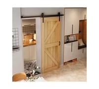 Porta da fienile con binario scorrevole dritto, set di binari scorrevoli esterni in acciaio al carbonio a un'anta, con maniglia e chiavistello(49.2" Track (Single Door))