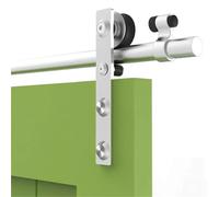 Porta da Fienile, Kit di ganci for rulli for porte scorrevoli in legno for fienili in acciaio inossidabile argentato da 2 pezzi con accessori (senza rotaia/senza porte)(D FlatShape)