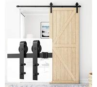 Porta da Fienile, Kit ferramenta for porta scorrevole da 6/6,6 piedi, meccanismo in acciaio al carbonio anticato, versione migliorata, adatto for porte interne a pannello da 45"-48"(9FT(274CM))