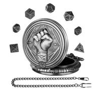 Porta dadi per orologio da tasca, custodia per dadi in metallo, Cassa per orologio da tasca con motivo a pugno a catena, o per giochi da tavolo di ruolo, per orologi da tasca vintage per giochi di ruo