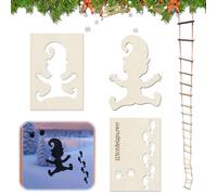 Porta degli Elfi di Natale,elfo stencil impronte,Decorazioni Miniature Casetta in Legno,stencil finestra elfo,scaletta da lavoro a forma di gnomo,impronte di elfo,per pavimenti,finestre