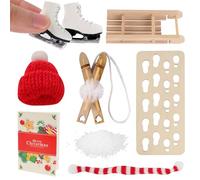 Porta Degli Elfi di Natale per Decorazioni Natalizie, Porta per Elfo Natale Accessori, Stencil per Impronte di Gnomi, Stencil per Impronte di Gnomi, Scarponi da Sci,Slitta, Bastoncini da sci