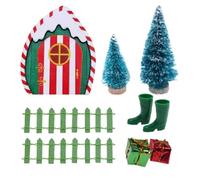 Porta degli elfi Set da 9 pezzi Porta delle fate di Natale con bambola carina in miniatura per accessori per casa delle bambole Set di gnomi magici per interni ed esterni