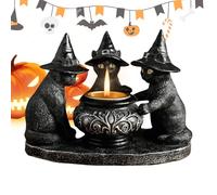 Porta del candelabello gotico - Porta spettrale per le luci da tè, portacandele gatto stregone decorazione gotica | Decorazioni di Halloween Centrotavola da tavolo Decorazione per la casa per r