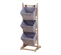 Porta Del Cestino in Legno sul Pavimento, Scaffale per Il Bagno E Il Bucato