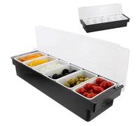 Porta del condimento con 6 scomparti staccabili Ingredienti di plastica Distributore di condimenti con coperchio Riutilizzabile per pizza raffreddato per pizza per casa, ristorante, distributore di c