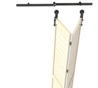 Porta del Fienile, Kit ferramenta for porta scorrevole pieghevole a due ante Kit binario a rulli a forma di I for 2 porte Silenziosamente e senza intoppi Facile da installare Nessuna porta(4FT-1.2M)