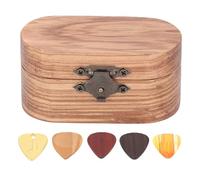 Porta Del Plettro Di Chitarra Zebrawood Set Con 5 Selezioni Di Chitarra, Supporto Per Pick Premium, Mini Gioielli, Per Il Basso Ukulele Elettrico Acustico